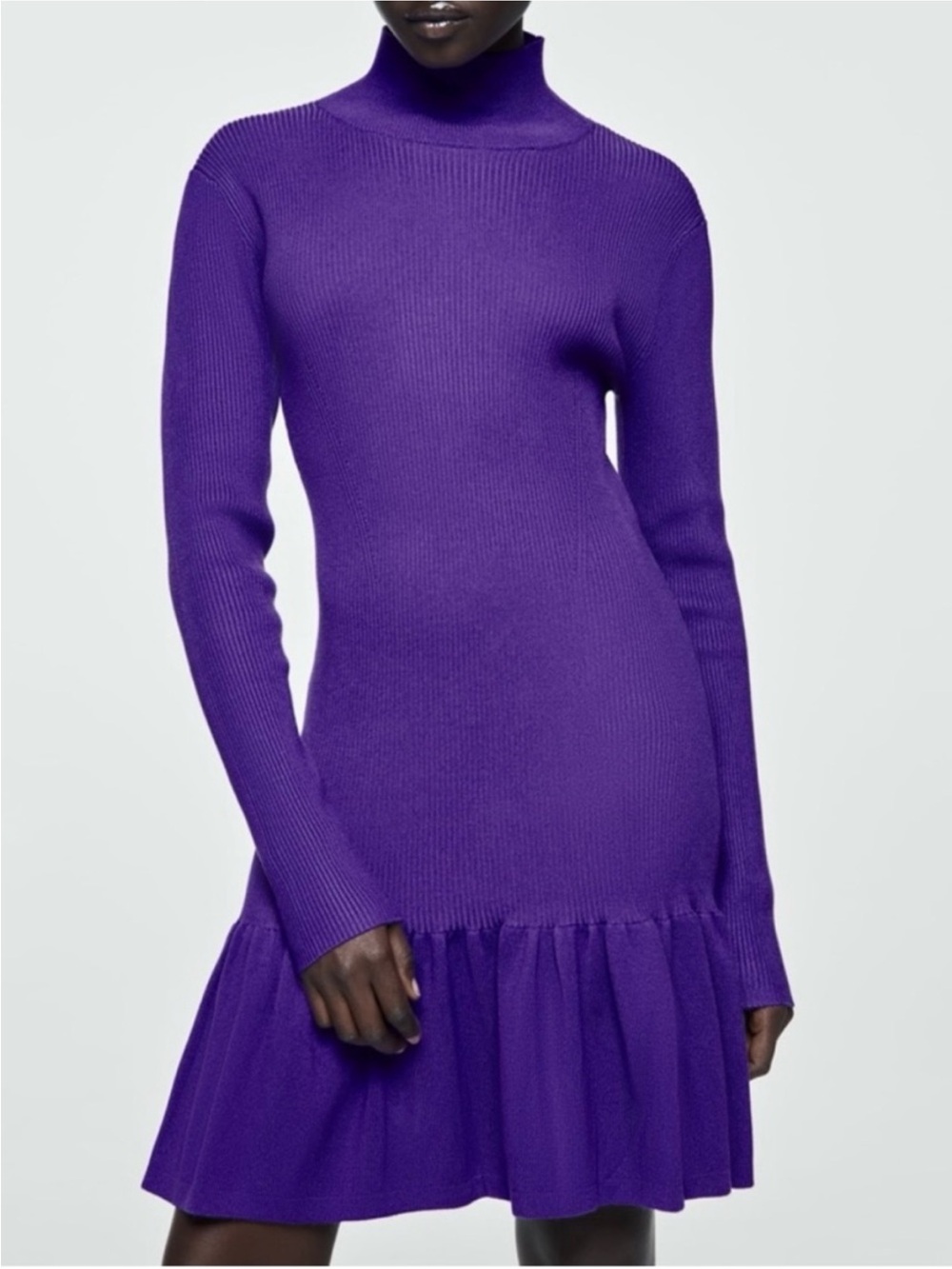 Zara Purple Mock Neck Long Sleeved Sweater Dress